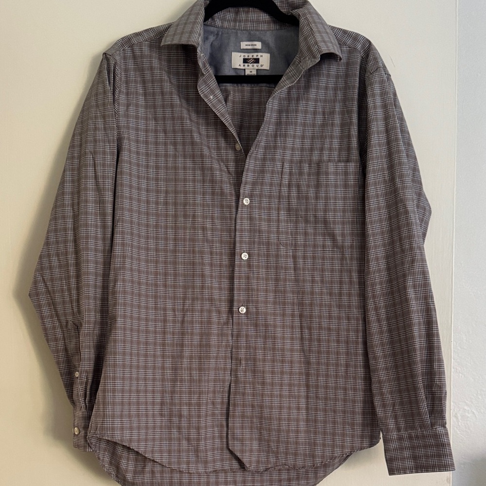 Joseph Abboud Gray Plaid Button Down Shirt